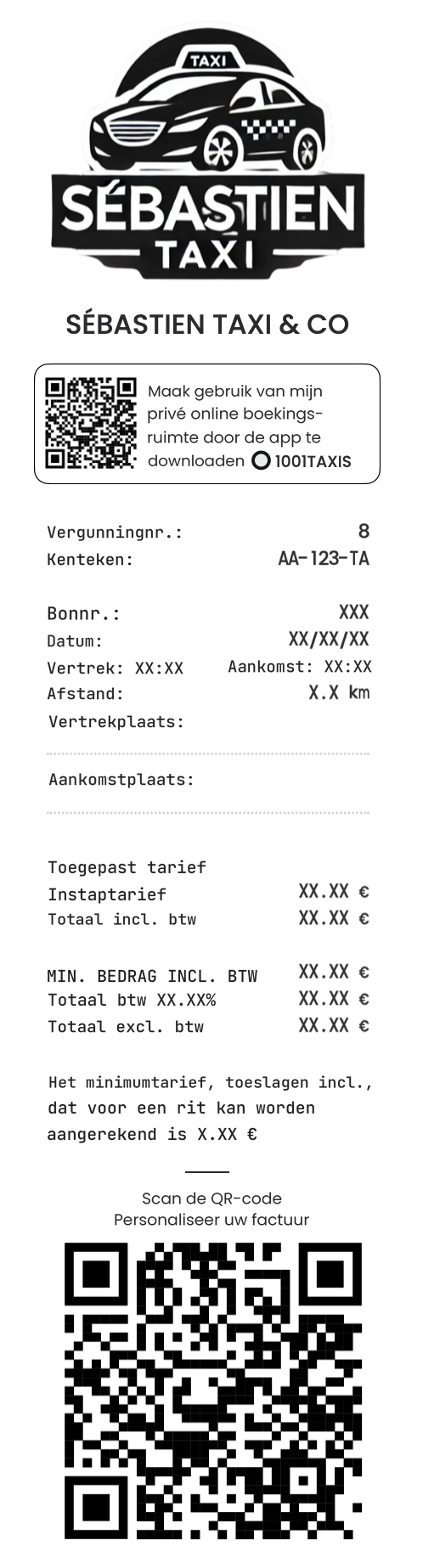 Voorbeeld van een aangepast POWER PRINT 2.0-ticket