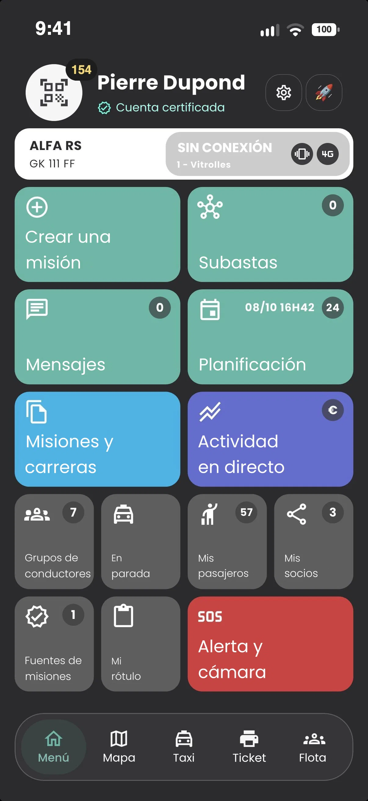 Aplicación myCloudTaxi DRIVER