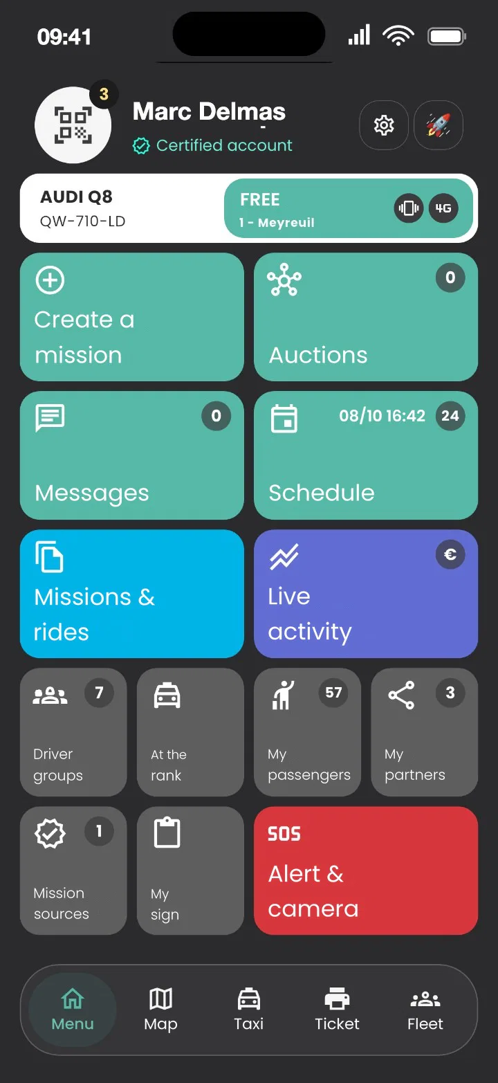 Menu screen