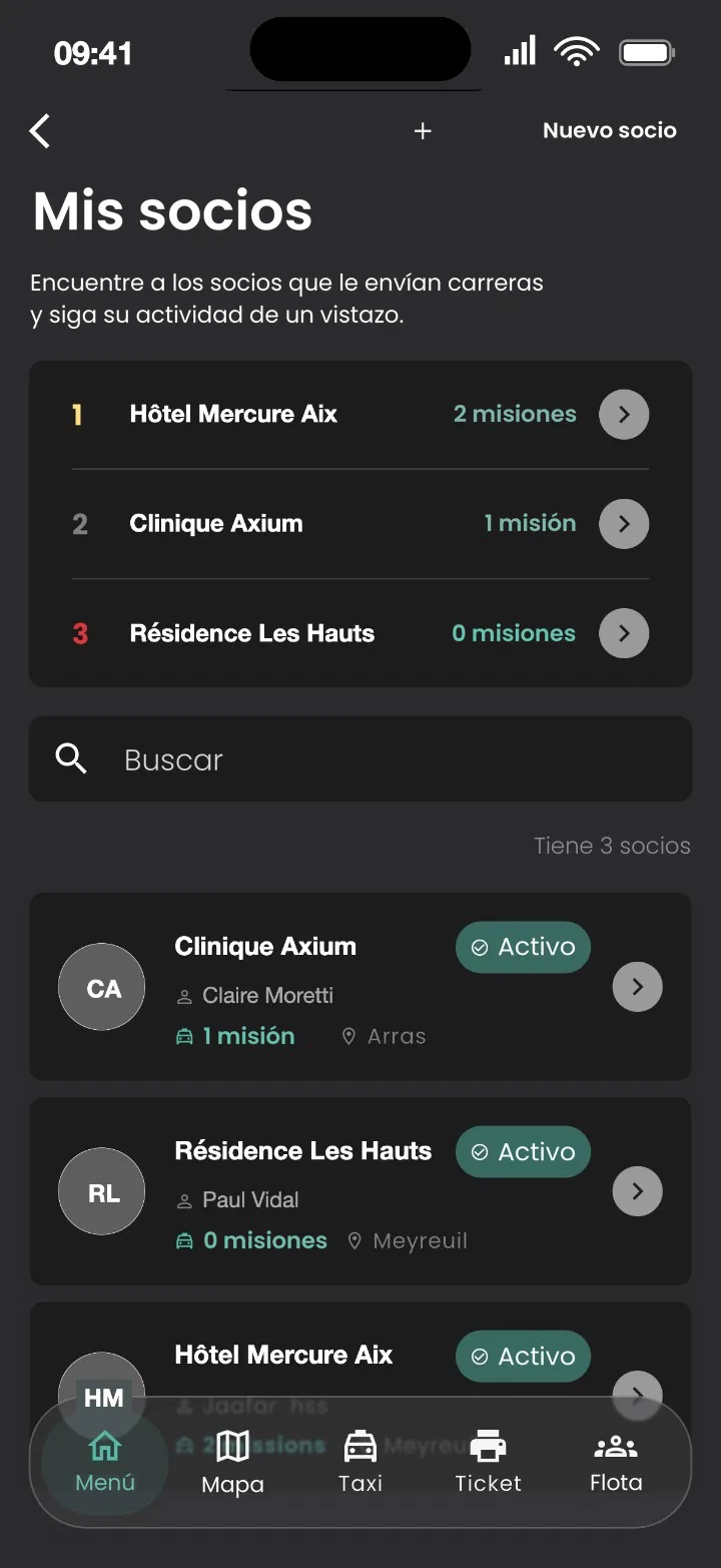 Pantalla Mis socios