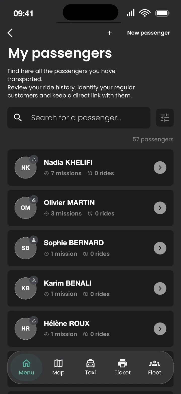 My passengers screen