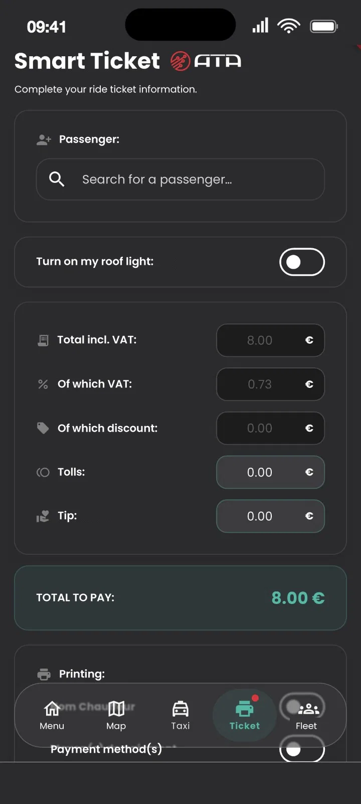 Smart Ticket screen