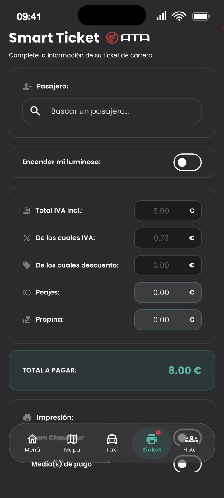Pantalla Smart Ticket