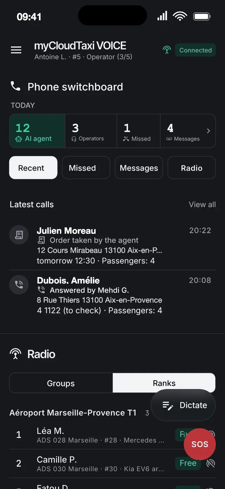 myCloudTaxi VOICE screen