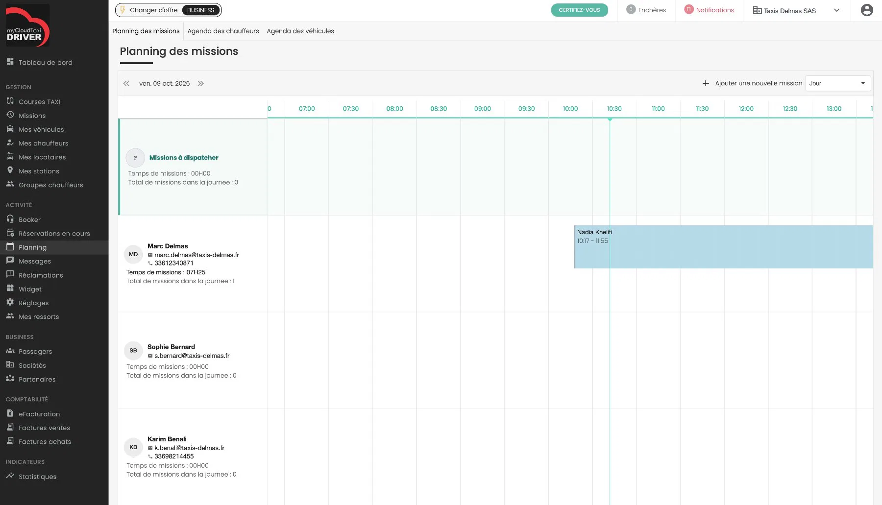 Planning des missions